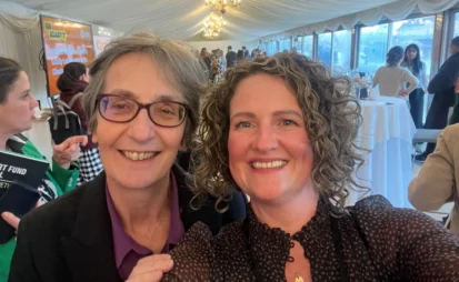 Lynne Griffiths and Helen Pankhurst at Care International UK for #IWD2024