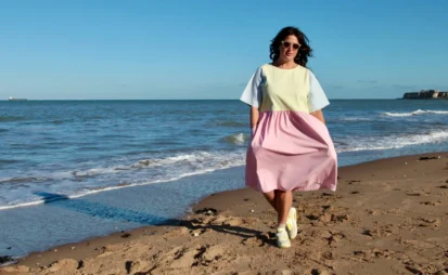 Woman walking on beach
