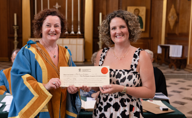 Lynne with Master of the Worshipful Company of Communicators, Justine McGuinnes